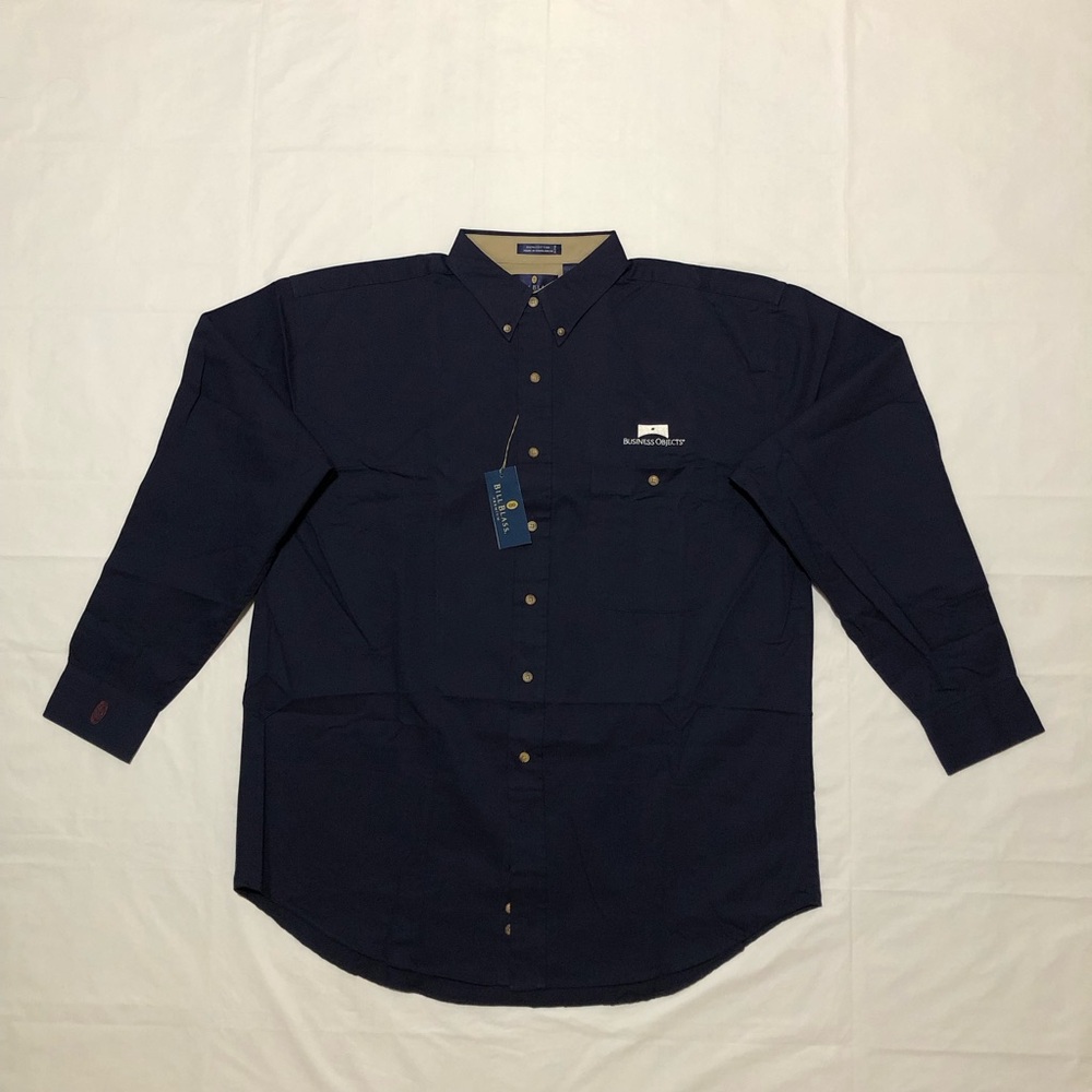 NWT Bill Blass Men’s Long Sleeve 100% Cotton Collared Navy Button-Down Shirt L